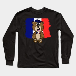 Bastille Day 14 July French Bear Tricolore Funny Long Sleeve T-Shirt